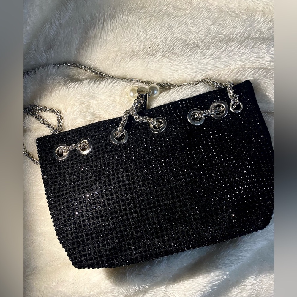 Black Rhinstone sling cum potli bag - Picture 4 of 17